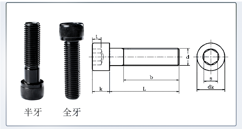 圆柱头内六角螺丝尺寸图